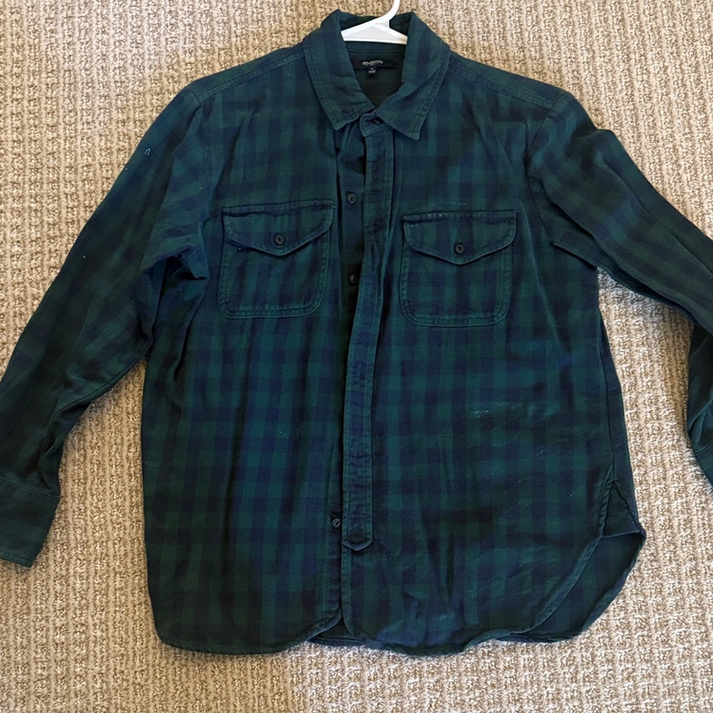 Madewell Navy and Forest Plaid Shirt